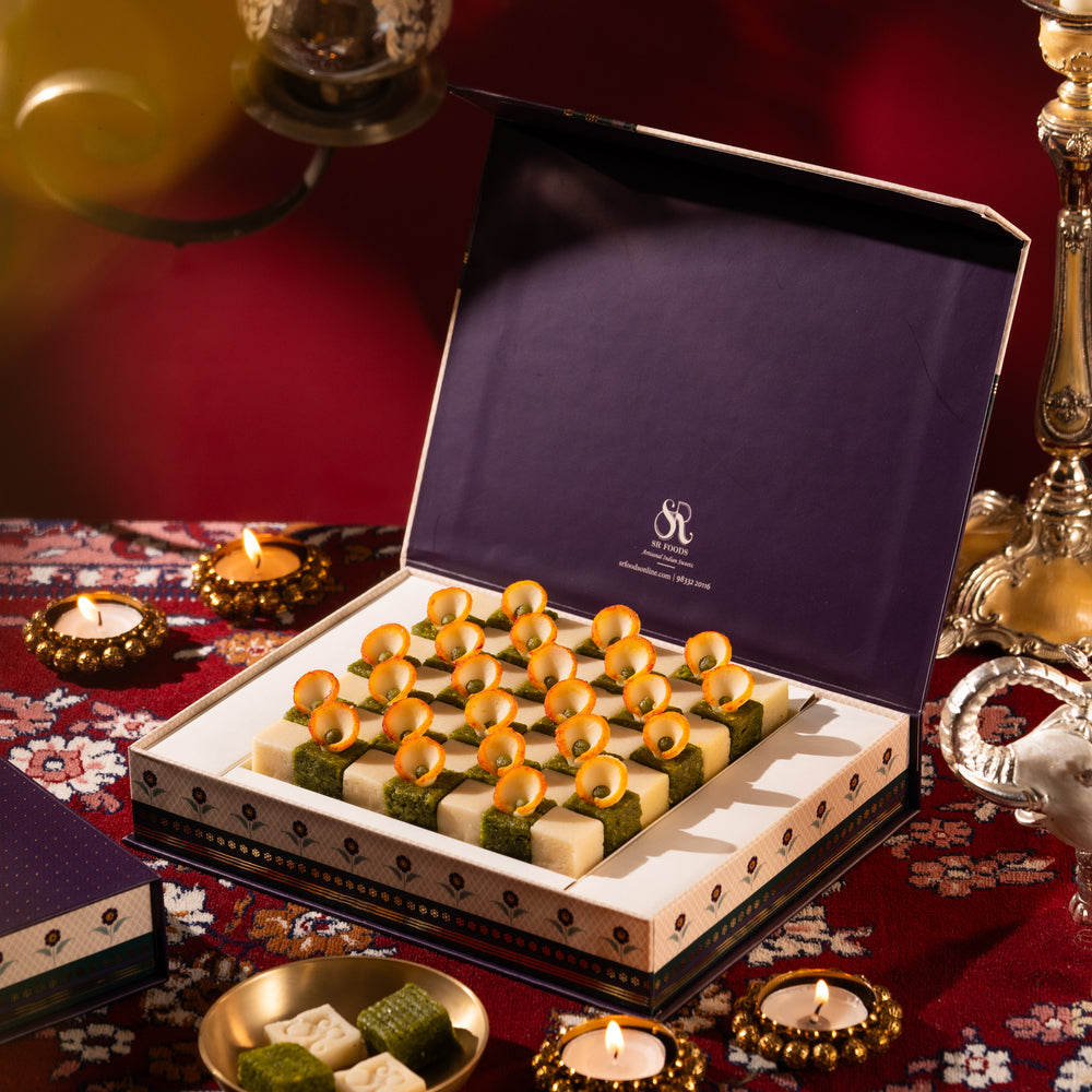 Badam Pista Chess Box with Tulips