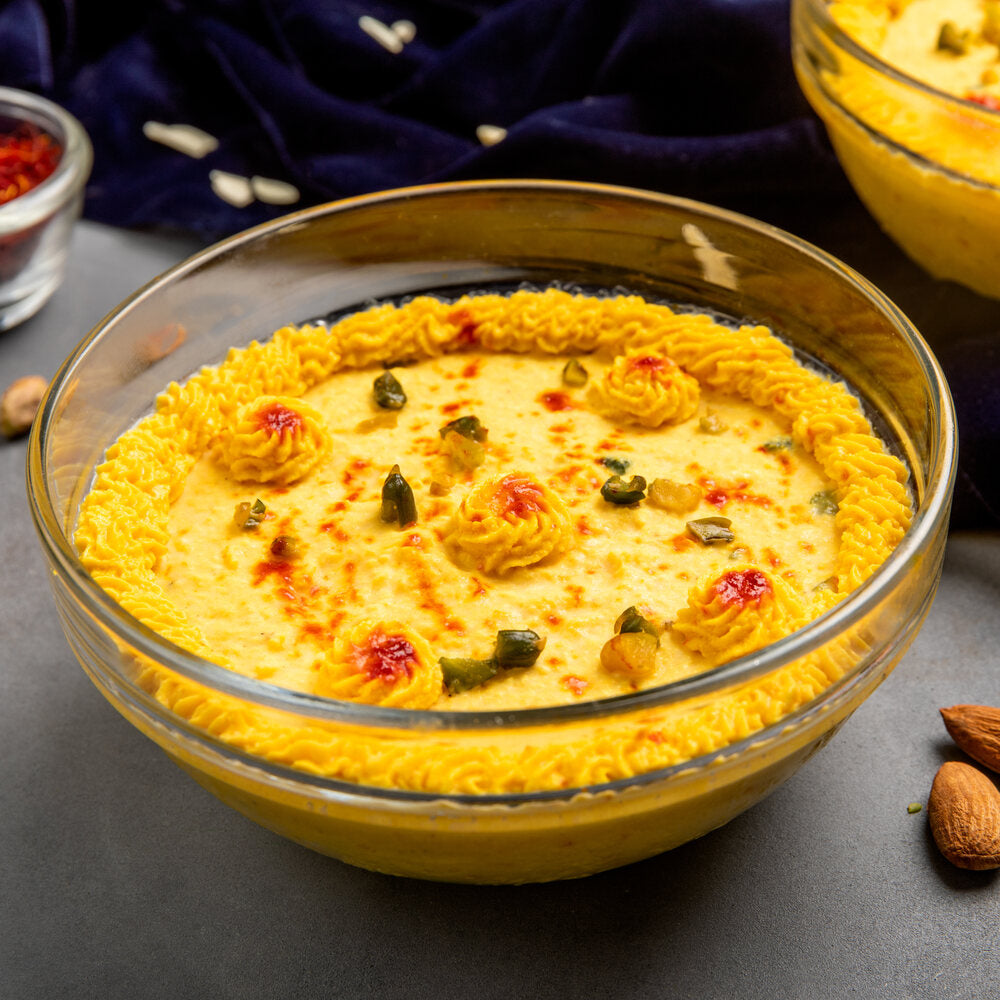 Kesaria Chenna Payas in a bowl, perfect for indulgence